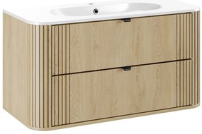 Závěsná skříňka Ovalia s umyvadlem 100 cm dub Cremona