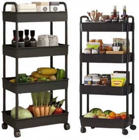 Regál na kolieskach POZIO 39x27x95 cm čierny