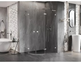 Mexen Lunar, L pravý polkruhový sprchový kút 100 x 90 cm, 8mm číre sklo, chrómový profil, 833L-100P-090L-01-00