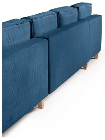 Modrá menčestrová rozkladacia rohová pohovka (pravý roh/do tvaru "U") Tori – Bonami Selection