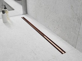 Mexen Flat nerezový sprchový žľab s rotačným 360° sifónom 110 cm, vzor SLIM, ružovo-zlatá, 1641110
