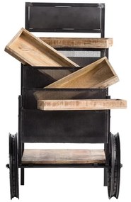 furniture-nabytek.cz - Masívny trhový vozík Leeds z kovu a manga, hnedý a čierny – 69×108×125 cm