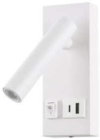 LED Nástenné bodové svietidlo s USB LED/2W/230V biela