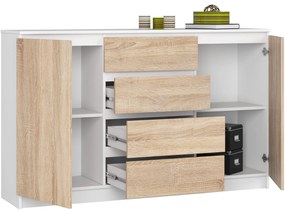 Komoda Tove K 160 cm biela/dub sonoma