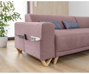 Ružová rozkladacia/s úložným priestorom rohová pohovka (pravý roh/do L) Classy Sophie – Miuform