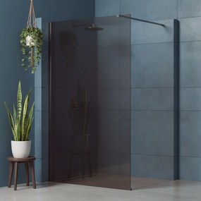 Bezrámová sprchová zastena REA FLEXI TITAN 140 cm, titán kartáčovaný/hnedá dymová - bez vaničky