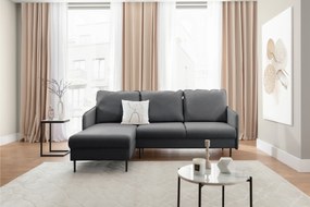 Rozkladacia rohová sedačka Taila Mini ľavá - šedý zamat Velluto 18 / čierne nožičky