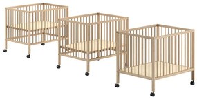 Detská ohrádka z bukového dreva s nastaviteľnou výškou/na kolieskach 95x75 cm v prírodnej farbe Dino – Vipack
