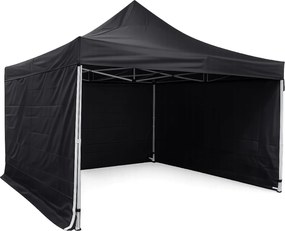 Rozkladací stan 4x4m - hliníkový hexagon profi, Čierna