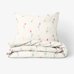 Goldea bavlnené posteľné obliečky - tulipány 140 x 220 a 70 x 90 cm