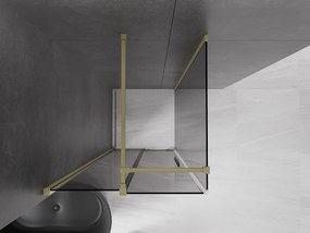 Mexen Velar, sprchový kút s posuvnými dverami 110 x 110 cm, 8mm šedé sklo, zlatá matná, 871-110-110-41-55