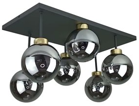 Prisadený luster DEA 6xE14/60W/230V čierna/zlatá/dymová čierna