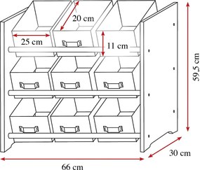 Kesper 2. akosť - Detský regál, organizér na hračky s 9 úložnými boxmi, modro-zelený