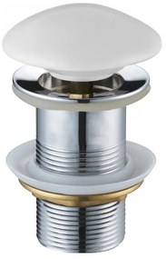 Mexen uzatvárateľná guľatá umývadlová odtoková zátka typu ClickClack, bez prepadu, biela matná keramická, 79910-01