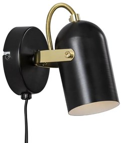 NORDLUX Nástenná lampa na čítanie s vypínačom LOTUS, 1xE14, 40W, čierna, mosadz