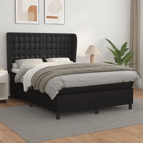 Boxspring posteľ s matracom čierna 140x200 cm umelá koža 3129033