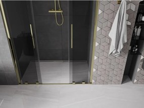 Mexen Velar L Duo, posuvné sprchové dvere do otvoru 150 cm, 8mm šedé sklo, zlatá lesklá, 871-150-003-42-50