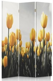 Ozdobný paraván Tulipány žluté - 110x170 cm, trojdielny, obojstranný paraván 360°
