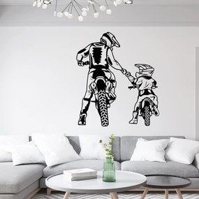Veselá Stena Samolepka na stenu na stenu Motokros otec a syn Farba: modrá, Veľkosť: 100 x 87 cm