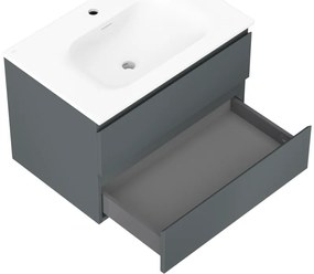 Mexen Orio, kúpeľňová skrinka 70 cm s umývadlom Vela, 2 zásuvky, grafitová matná/biela matná, 91A10-07047-2-BFF66-W23M01