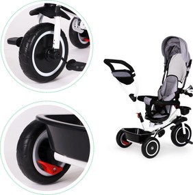 ECOTOYS trojkolka 360° otočné sedadlo, odnímateľná strieška, rodičovská rukoväť, EVA kolesá