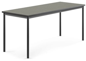 Stôl SONITUS, 1800x700x760 mm, linoleum - tmavošedá, antracit