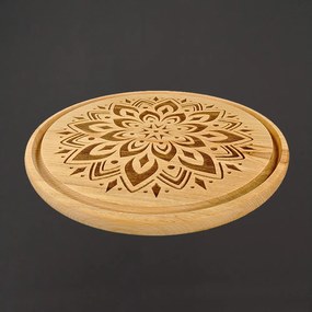 AMADEA Drevená servírovacia doska - podnos mandala, masívne drevo, 30 cm