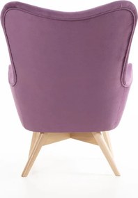 Kreslo Picolo s podnožkou, fialová / prírodná (ART 14861)