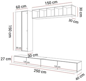 OBÝVACIA STENA DAZIO 2 KAŠMÍR LESK LED 250 cm