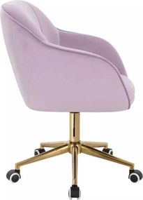 LuxuryForm DESIGN Stolička AVOLA VELUR na zlatej podstave s kolieskami - levanduľa