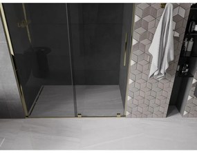 Mexen Velar, posuvné sprchové dvere do otvoru 150 cm, 8mm šedé sklo, zlatá lesklá, 871-150-000-41-50