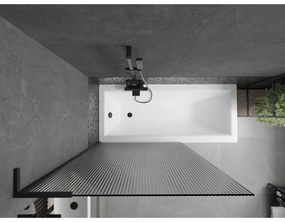 Mexen Next L, 1-krídlová vaňová zástena 100 x 150 cm, 6mm sklo s rebrovým vzorom, čierny profil, 895-100-000-03-09-70