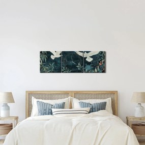 Obraz - Dve holubice (s hodinami) (90x30 cm)