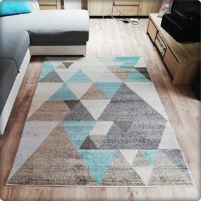 Dekorstudio Moderný koberec RELAX - Tyrkysové trojuholníky Rozmer koberca: 180x260cm
