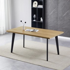 Autronic - Stůl jídelní, 160x90x75 cm, MDF deska, dekor divoký dub, kov, černý lak - HT-F4416 OAK AKCE