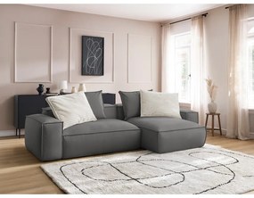 Sivá rohová pohovka z imitácie kože Boheme – Bobochic Paris