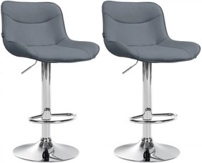 Design-Shop 2x Barová stolička Vonore - koženka, chróm rám - Sivá
