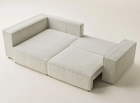 Krémovobiela ženilková rozkladacia/s úložným priestorom rohová pohovka (ľavý roh/do L) Tonga – Maison de Rêve