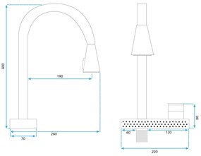Rea Conor, kuchynská batéria h-400, zlatá matná, REA-B6312