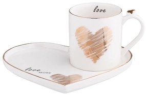 Altom Porcelánová šálka s podšálkou Srdce, 120 ml
