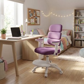 Detská rastúca stolička Neoseat KIDDY THREE — látka, prateľný poťah, fialová