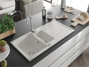 Mexen Andres - granitový drez 100,0x50,0cm, 1,5-komorový, biela, 6515101510-20