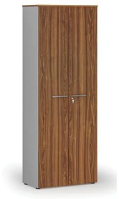 Kancelárska skriňa s dverami PRIMO GRAY, 2128 x 800 x 420 mm, sivá/orech