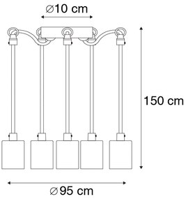 Inteligentné závesné svietidlo čierne s 5 svetlami vrátane Wifi G95 - Cava