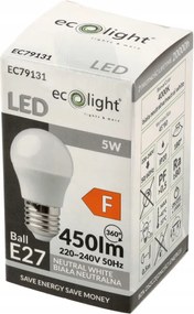 LED žiarovka E27 5W 450lm G45 Neutrálna farba 4000K