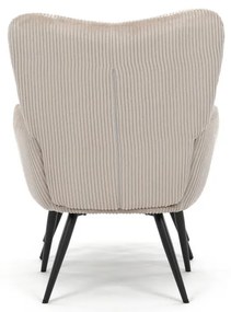 Relaxačné kreslo ušiak s taburetom ROYAL — kov, menčester, béžová