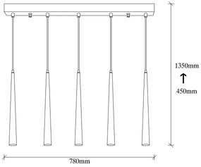 LED Luster na lanku UGUR 5xLED/3W/230V