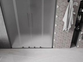 Mexen Velar L Duo, posuvné sprchové dvere do otvoru 140 cm, 8mm sklo námraza, brúsený grafit, 871-140-003-32-95
