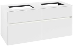 VILLEROY &amp; BOCH Collaro závesná skrinka pod dve umývadlá na dosku, 4 zásuvky, s LED osvetlením, 1200 x 500 x 548 mm, White Matt, C115B0MS
