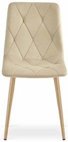 Set dvoch jedálenských stoličiek LIBRA zamatové svetlobéžové / drevené nohy (2 ks)